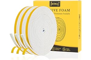 fowong Joint Fenêtre Isolation - Joint pour Porte Entrée en Mousse - 6mm(l) x 3mm(H) x 15M(L) total, Anti Froid et Isolation Phonique, Multiusage Antidérapant Antichoc pour petit Article, Blanc