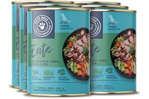 Pets Deli Nassfutter für Hunde mit Ente, Kürbis, Brokkoli, Chia und Fenchel ohne Zucker und Gluten 6 x 400g