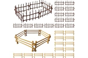 CUVZORA 80 Stück Miniatur Schleich Zaun, Schleich Zaun Set für Kinder DIY Farm Szenen kreatives Lernspielzeug, für Kinder ab 3 Jahren Perfekte Eltern Kind Interaktion Holz Bauernhof Pferdestall