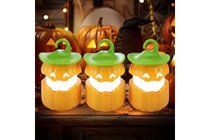 EverBrite 3-Pack Halloween Pumpkin Lantern, Two Color Changing Halloween Lights Outdoor Indoor with Hook, Halloween Lanterns LED Light for Halloween Party Decoration, Battery Included