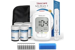 Sinocare Medidor de Glucosa en Sangre, 100 Tiras Dispositivo de Punción, Resultados Precisos (Safe AQ Pro I)