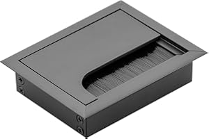 GTV - Kabeltülle Merida - Kabeldurchführung mit Öffnungsdeckel - Kabeldurchlass Rechteckig Kabelorganisation für Möbel Kabeldurchlass/für die Installation in der Arbeitsplatte / 80x100mm / Schwarz