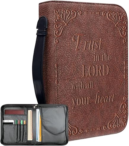 Couverture De Bible Avec Fermeture éclair - Protection En Simili Cuir, Poignée, Poche Supplémentaire, Rose