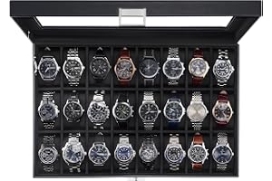 ProCase klockbox för män, 24 fack displayfodral – 24 fack, allsvart