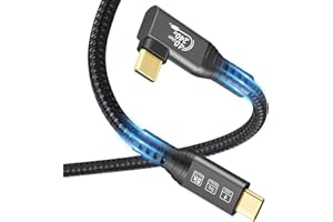 CHENLENIC Kabel USB4, kabel Thunderbolt 4, kabel do ładowania 240 W, kabel do transmisji danych 40 Gb/s, 8K @ 60 Hz HDR, kabel USB C do USB C, 90 stopni do koncentratora, MacBook Dock, M2, M3, SSD (90 stopni