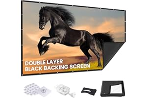 100 inch Projector Screen 2025 Upgraded - Black Backing,Straight Edges, Foldable, Washable and Wrinkle-Free - for Indoor Home Theater and Outdoor Cinema - White 16:9 by IOLIEO