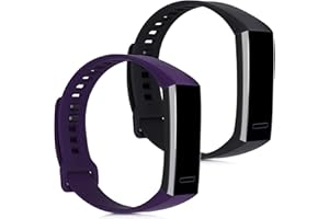 kwmobile Pulsera compatible con Huawei Band 2 / Band 2 Pro correa - 2x Correas de silicona flexible - Tamaño ajustable - negro/azul oscuro