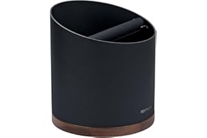 Normcore Boîte à expresso, capacité de 1 L, peut contenir 20 à 25 palets à expresso, en acier inoxydable avec base antidérapante en noyer, pour baristas à domicile, noir