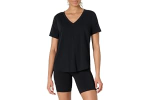 Amazon Essentials dam aktiv mjuk bomull avslappnad passform v-ringad kortärmad lätt yoga träning t-shirt
