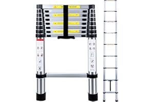 Acrohome 2.6M Telescopic Ladders Multi-Purpose Aluminium Telescoping Ladders Extension Extend Portable Ladder Foldable Ladder EN131 and CE Standards(2.6M/8.5Ft)
