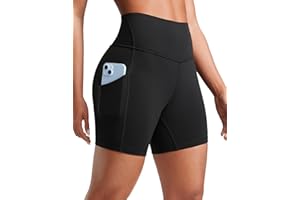 CRZ YOGA Women's Butterluxe 5''/8" Gym Yoga Shorts with Pockets - High Waisted Tummy Control Running Workout Leggings