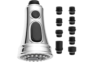 Hibbent Grifo Cocina Extraíble con 3 Modos, Cabezal Recambio Grifo Cocina, 9 Adaptadores Manguera Grifo Cocina Compatible con la Mayoría de los Grifos, Universal G1/2, Chrome