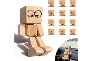 KOLGEIKJ Wackelnder Holzmann, Wackelnde Holzfigur Holzmännchen mit Wackelbeinen, Kleine Holzfigur mit 12 AusdrüCke Wackelnder holzmann Handgefertigter Wackelfigur für Armaturenbrett Decor Bottl (blue)