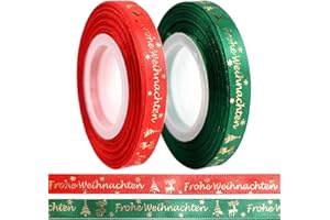 BYZANDQI 27m Schleifenband 10mm Samtband Geschenkband Weihnachten Dekoband Weihnachtsband (RotGrün 27m 10mm Gold)
