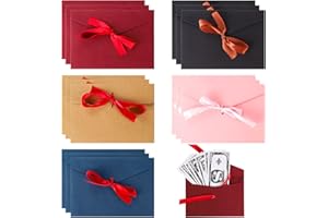 YAFE 16 Pcs Money Envelopes With Ribbons, Retro Kraft Gift Card Envelope Set - Brown Wage Vintage for Wedding, Birthday, Invitation, Greeting, Christmas, Valentine's, Father's Day (5 Colors)