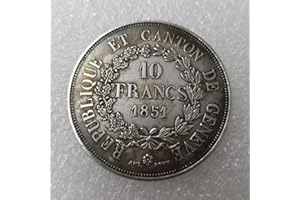 YunBest 1851 Lot de 10 pièces de Monnaie Anciennes en Franc Suisse – Ancienne pièce de Monnaie Originale pré-Morgan – Brillant Non circulé/à Collectionner État BestShop