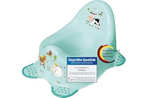 KiNDERWELT Premium Töpfchen für Kinder und Babys, Funny Farm Design in Hellblau, Töpfchen für Kleinkinder ab 18 Monaten, hohe Rückenlehne, rutschfest und BPA-frei