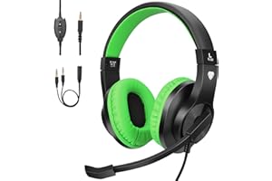 ShinePick Gaming Headset mit Mikrofon, 3.5mm Wired Leicht Bequem Overear Bass Surround Gaming Kopfhörer for PS4/ Xbox One/s/PC/Computer (Grün)