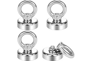 Wukong 19KG Crochet Aimanté Neodyme, 4 Pièces Porte Manteau Aimanté Puissants, 25mm Aimant Crochet Magnetique Puissant, Oeillets Aimants Crochet pour Cuisine, Réfrigérateur et Garage