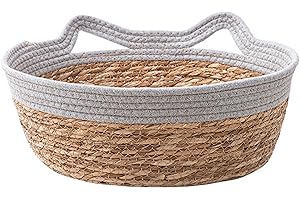 Qianly Cestino per lettino per gatti intrecciato a mano Cat Sleeping Bed Cat Scratcher Cestini tiragraffi per gattini, grigio S
