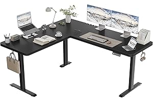 ‎TRIUMPHKEY TRIUMPHKEY 160 x 140cm Eckschreibtisch Höhenverstellbar Schreibtisch L Form L-förmiger Schreibtisch Höhenverstellbar Einzelmotor Regal Memory-Steuerung 3 Beine Schwarz