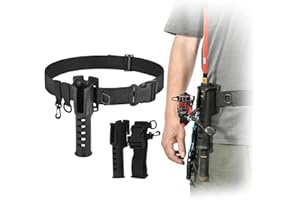 plplaaoo Cintura da Pesca per Esche da Esterno con Anelli a Gancio a D, Cintura in Vita Portacanna da Pesca, Cintura da Pesca Regolabile Cintura Portacanna in Vita per Surf Casting Kayak Accessori