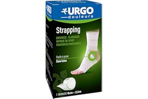 Urgo - Strapping - Bande élastique adhésive - Contention / Fixation de pansements - 1 bande 2,5mx8cm