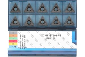 CDBP Insertos de Carburo de CNC TCMT16T304 tcmt32,51 - mecanizado universal de acero, plaquitas de torneado -recubrimiento TiN, 10 piezas