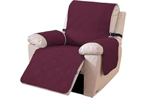 Ystyle Copripoltrona Relax Reclinabile, Reversibile Copri Poltrona Con Braccioli Universale, Copertura Poltrona Elettrica Antigraffio Antimacchia (1 Posto, Bordeaux + Caffè Chiaro)