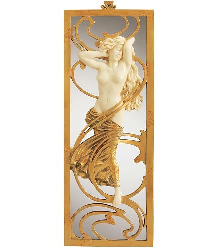 Design Toscano Specchio Art Nouveau – Stile Parigino In Avorio E Oro, 18x47 Cm Per Parete Elegante