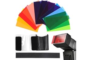 SANGCCA 12 Pezzi Filtri Colorati Trasparenti, Plastica Colori Pellicola Gelatine Fotografiche Sovrapponibili Filtri Colorati per Luce LED Studio flash Fotografico Correzione Colore - 12 Colori