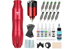 TATELF Bezprzewodowa maszynka do tatuażu Kompletny zestaw pióro obrotowe z baterią 1500 mAh Wkłady igły tusz Materiały eksploatacyjne dla początkujących