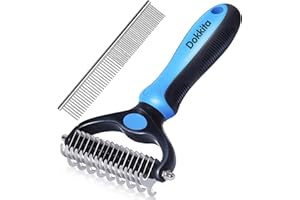 DOKKITA Brosse Chien Brosse Chat Poil Long|Poil Court, Peigne Déméloir Chien Chat, 17+9 Lames Arrondies, Brosse Toilettage Chien Chat pour Sous Poils ou Poils Morts et Les Nœuds