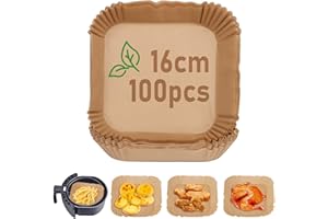 JOPHEK Papel Freidora Aire, 100 Piezas Papel para Freidora de Aire Food-Grade BPA free, Antiadherente Desechable Papel Horno Freidora Aire para 3-4.5L Freidora de Aire & Microondas