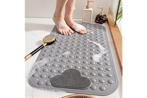 CHICHL DINGC Tappetino doccia antiderapant con ventose e fori di drenaggio, tappetino doccia con cuscino massaggiante, tappetino da bagno doccia grande per la doccia del bagno 70 x 40 (grigio)