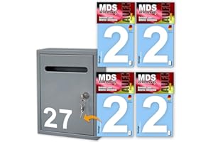 ‎MDS BRAND MDS Brand 10cm Design 4x Zahlen Aufkleber | Selbstklebende Klebezahlen für Briefkasten, Mülltonne, Hausnummer Aufkleber Weiss (2)