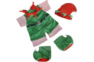 STUFFEMS TOY SHOP Christmas Elf with Christmas hat and Boots Teddy Bear Outfit (16")