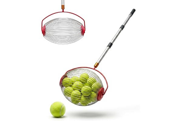 Relaxdays tennisbollssamlare, 25 bollar, HxBxD 128x32x19 cm, silver
