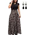 UUAISSO Donna Vestiti Eleganti Lunghi Floreale Casuale Abito Maxi Manica Corta Abiti Vestito da Cocktail Banchetto Sera