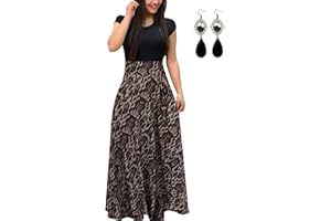 UUAISSO Donna Vestiti Eleganti Lunghi Floreale Casuale Abito Maxi Manica Corta Abiti Vestito da Cocktail Banchetto Sera