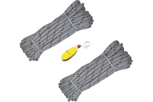 SMARTPRODUCT Ligne d’amarrage 8m x 14mm avec Caoutchouc Absorbant Les Chocs, Corde Polyester tressé pour Bateaux, Cordage câble Gris avec Anneau de clés Flottant, 2 pièce