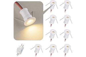 HHTUN 902 Led Downlight DC12V 1W, adatto per librerie, armadi e vari armadi da esposizione come luci decorative, installazione incorporata, con alimentatore (4000K, bianco, 9Pack)