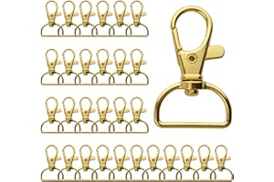 TAIYOU 30 Piezas Cierres Ganchos para Llavero Llavero Gancho de Resorte Anillo Llavero Giratorios Ganchos de Langosta para Llaves Bolsas de Bricolaje Accesorios de Joyería - Dorado