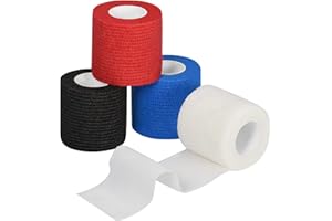 SEADESKY 4 Rolls Cohesive Bandages Pet Vet Wrap for Dogs Cats Horse Elastic Self Adherent Bandage 5cm x 4.5m Self Adhesive Bandage Tapes for Sports Finger Wrist Assorted Color