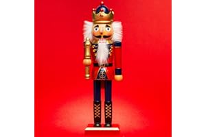 ‎SIKORA SIKORA NK-D aufwändig gestaltete Deko Nussknacker Figur aus Holz, Farbe/Modell:D03 rot/blau - KÖNIG, Höhe in cm:Höhe ca. 36 cm