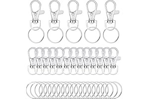 YIIFELL 80 Pièces Porte-clés Rotatif(40 Mousquetons et 40 Porte-clés)Anneaux Porte Clé,Fermoirs de Griffe de Homard Crochets Mousquetons Pivotants pour Sac à Main DIY Décoration