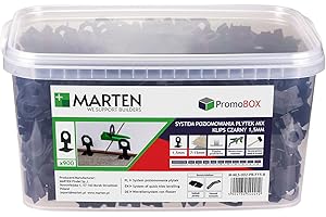 MARTEN Zamienne klipsy do systemu poziomowania, zestaw klipsów 1,5 mm, system poziomowania płytek, grubość płytek 7-15 mm, zestaw premium z 900 sztuk w wiaderku, pomoc w układaniu płytek (klipsy