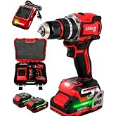 ASSUR 21V K&ouml;m&uuml;rs&uuml;z Darbeli Şarjlı Matkap Seti, &Ccedil;ift 1500mAh Ak&uuml;l&uuml;, 50Nm Tork, Metal Şanzıman, 2 Vites, 10mm Anahtarsız Mandre