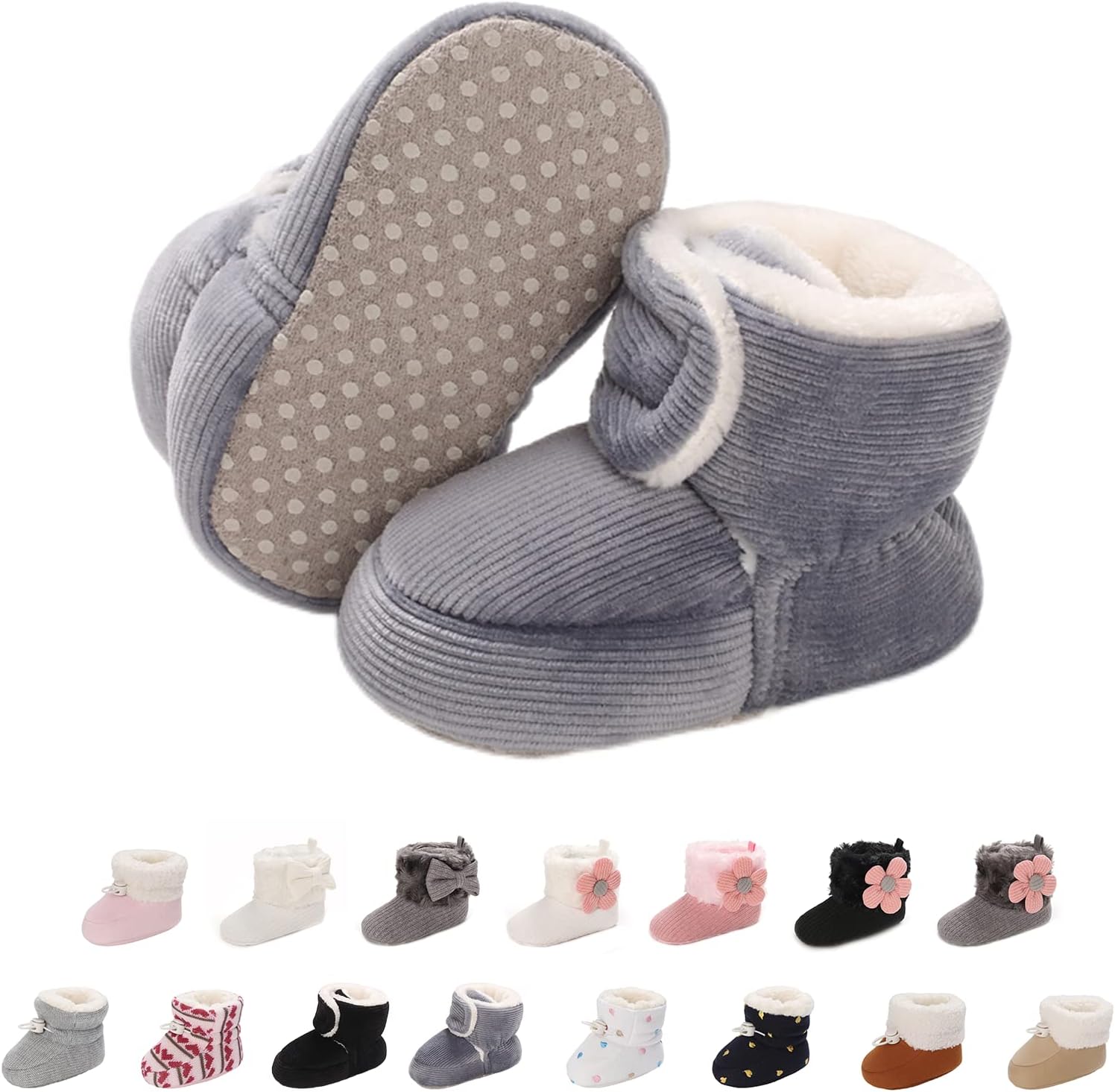 outfit spring Baby Winter Warm Fleece Bootie, Newborn Non-Slip Soft Sole Winter Shoes Sock Shoes Cute Adjustable Crawling Shoes Prewalker Boots for Girls Boys Toddler 0-18 Months