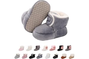 OUTFIT SPRING Baby Neugeborene Fleece Bootie, Winter Warme rutschfeste Weiche Sohle Winterschuhe Sock Schuhe Niedlich Einstellbar Krabbelschuhe Prewalker Stiefel für Mädchen Jungen Kleinkind Gr.0-18 Monate